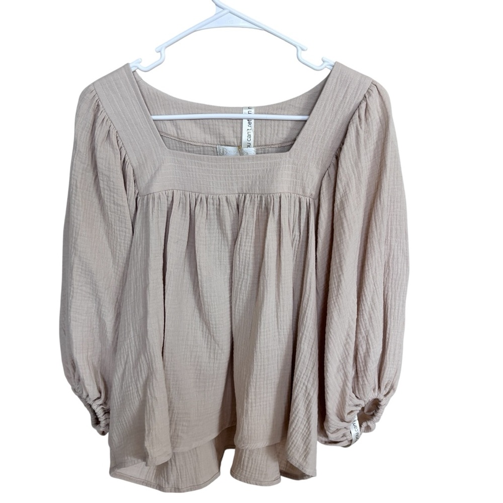 NWT Vita Grace Farrow Loose Fit Cotton Latte Blouse Sz L